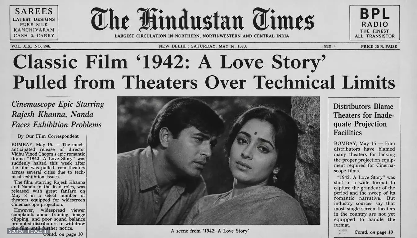 1942: A Love Story Theaters Technical Limits Removal — Entertainment news