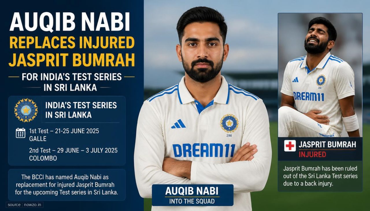 Auqib Nabi Replaces Injured Jasprit Bumrah for India's Test Series in Sri Lanka