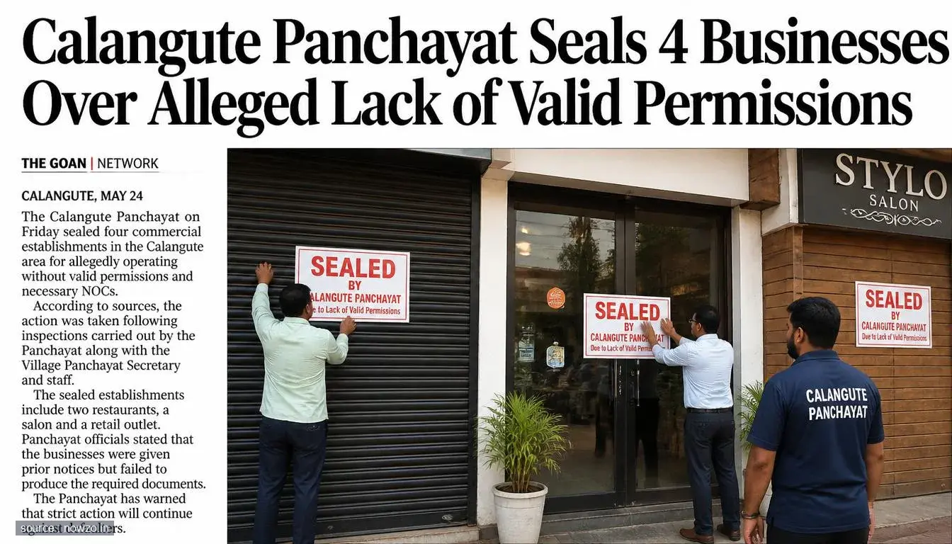 Calangute Panchayat Seals 4 Businesses Over Permit Issues — General news