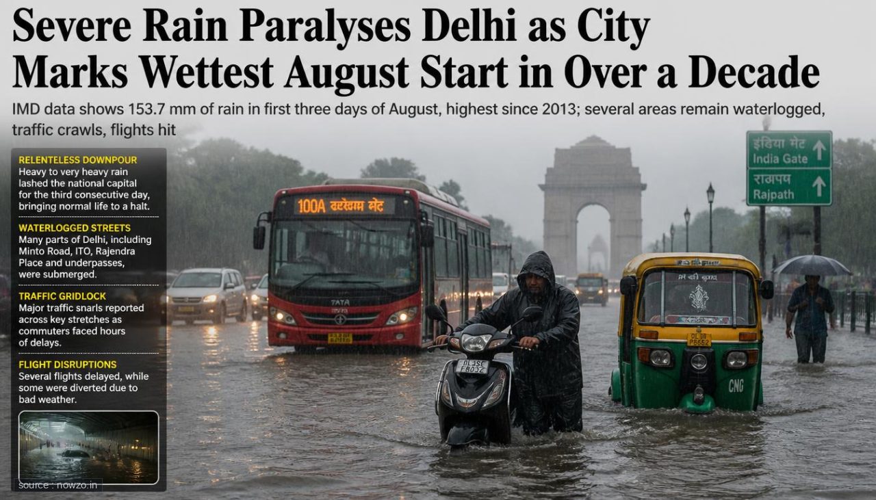Severe Rain Paralyses Delhi as City Marks Wettest August Start in Over a Decade