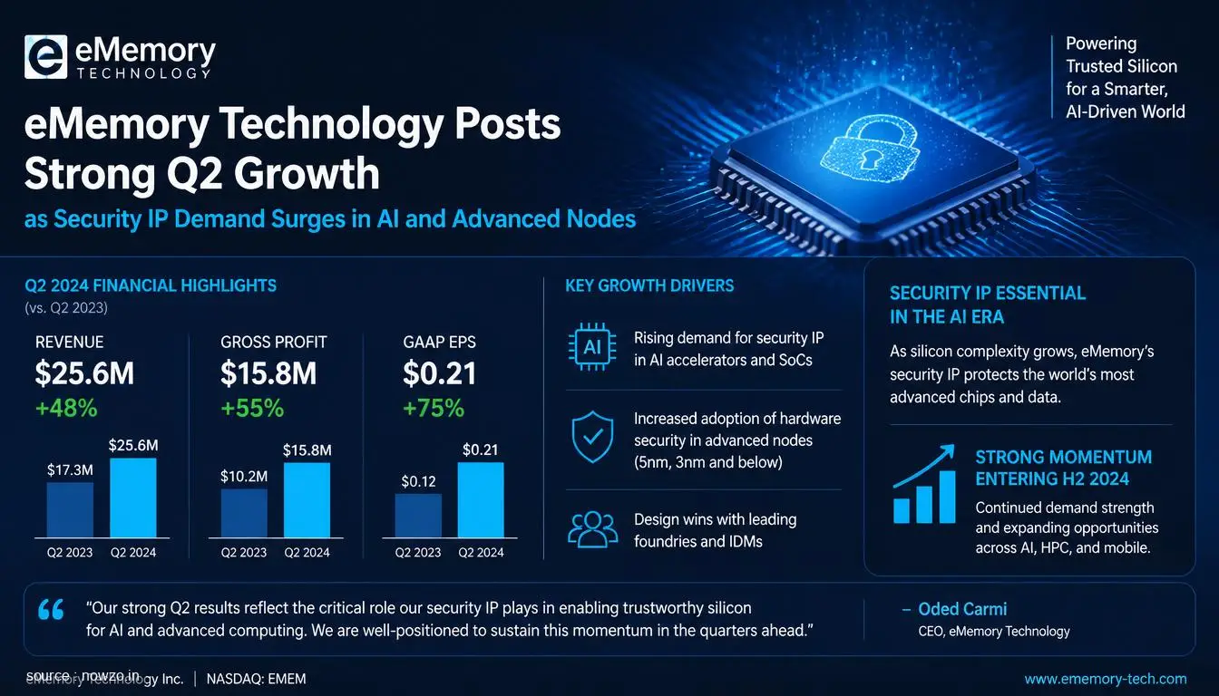 eMemory Q2 Revenue and Profit Rise on AI Security IP Growth — Technology news