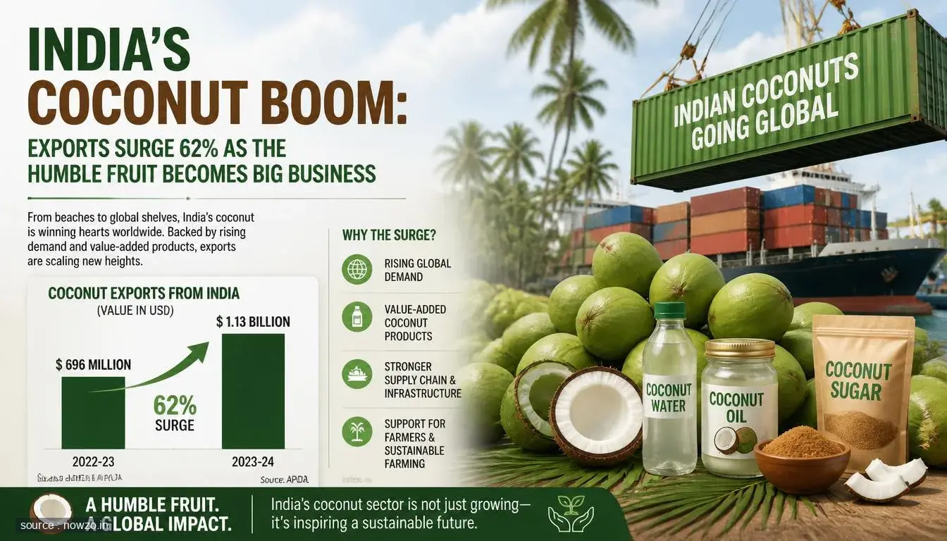 India Coconut Exports Surge 62% Amid Boom — Business news