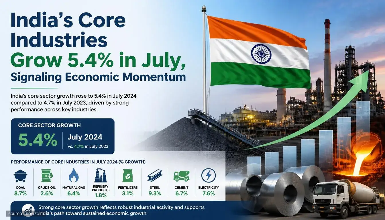 India Core Industries Growth Hits 5.4% in July — Business news