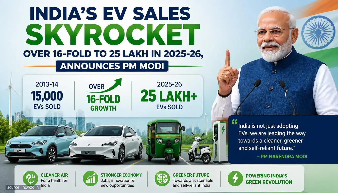 India EV Sales Jump 16-Fold to 25 Lakh in 2025-26: PM Modi — Business news