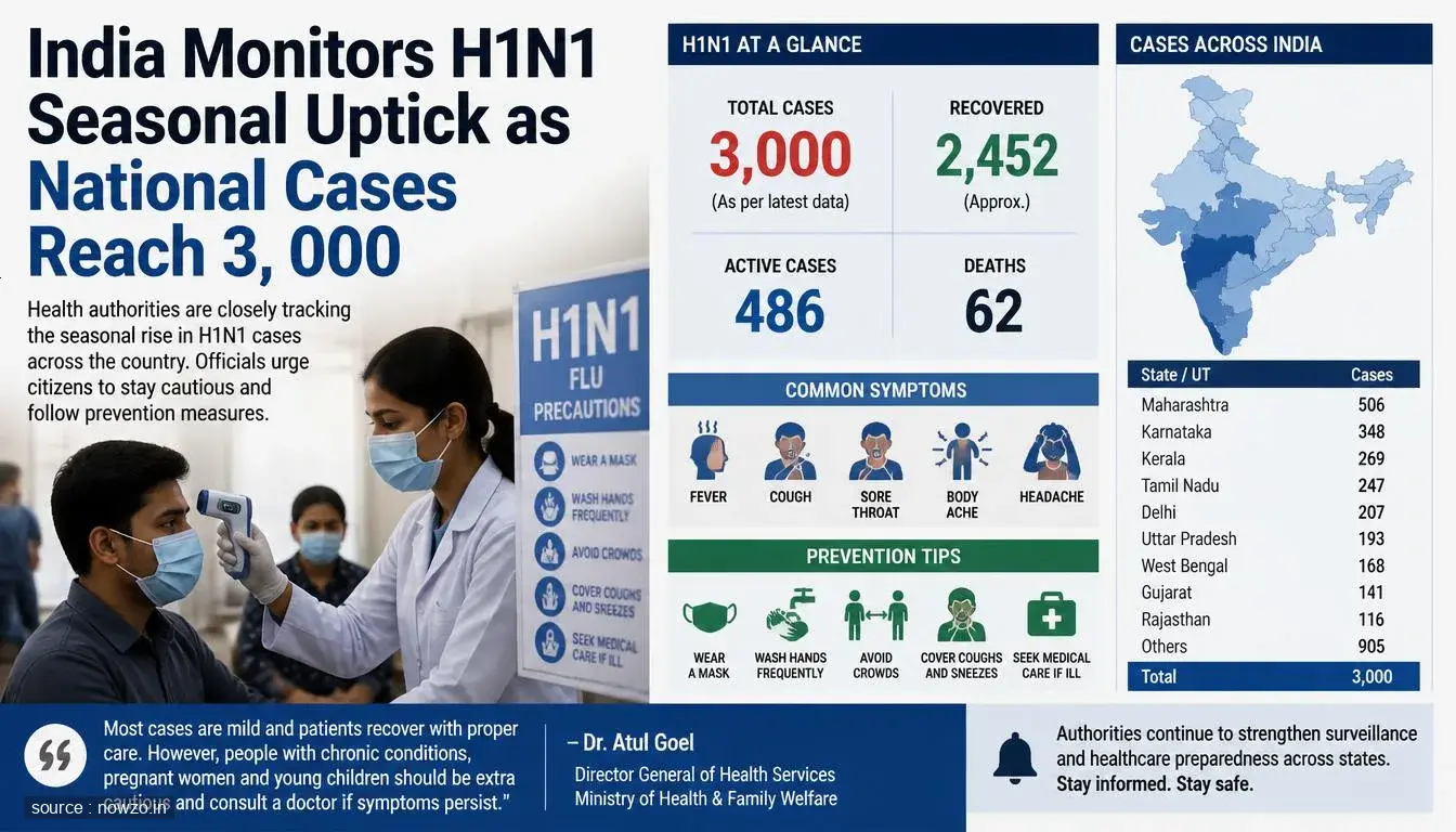 India Monitors H1N1 Seasonal Uptick as National Cases Reach 3,000