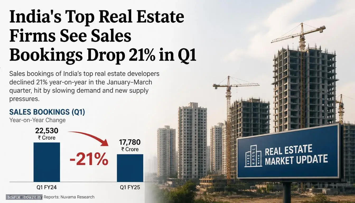India Real Estate Sales Decline 21% Q1 FY27 — Business news