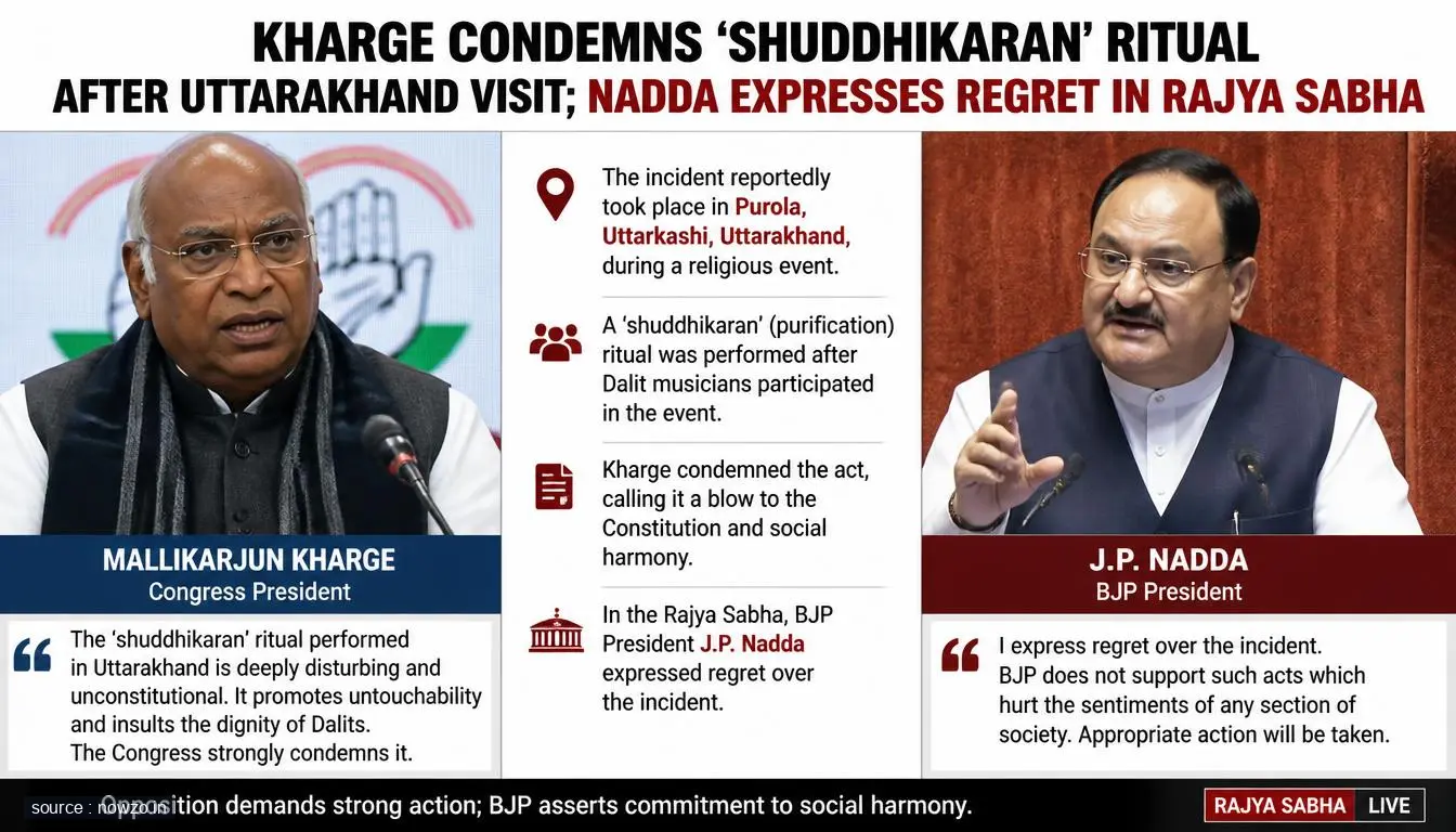 Kharge Condemns Shuddhikaran Ritual, Nadda Expresses Regret — Politics news