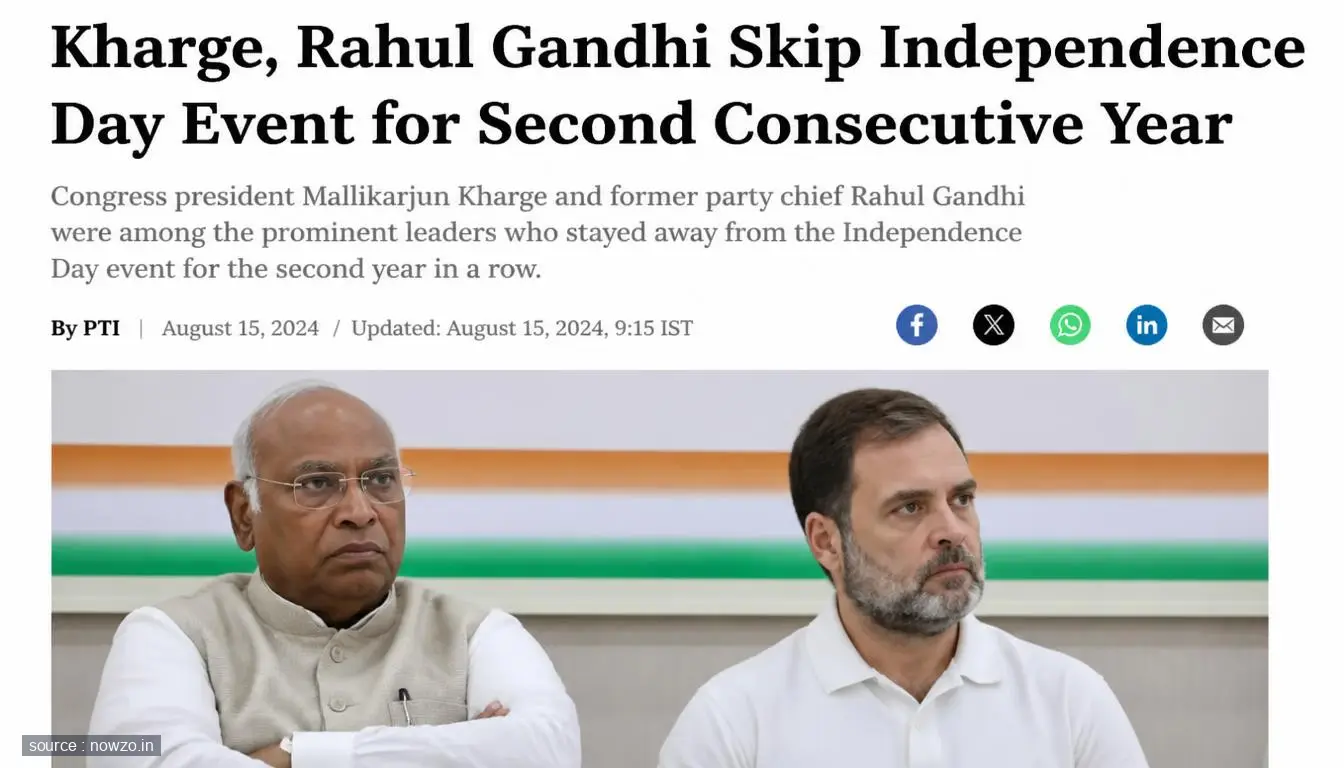 Kharge, Rahul Gandhi Absent From I-Day Event Again — Politics news