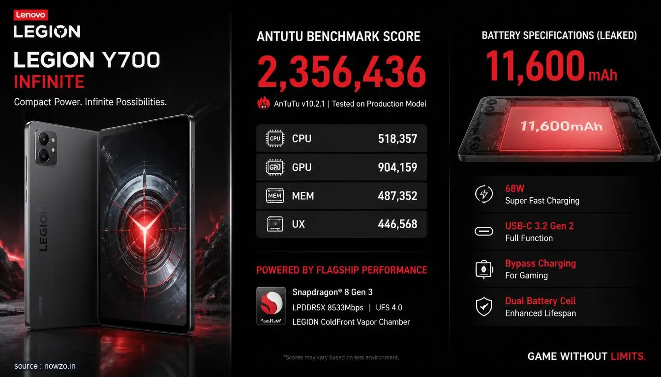 Lenovo Legion Y700 Infinite AnTuTu Score and Battery Leak — Gaming news
