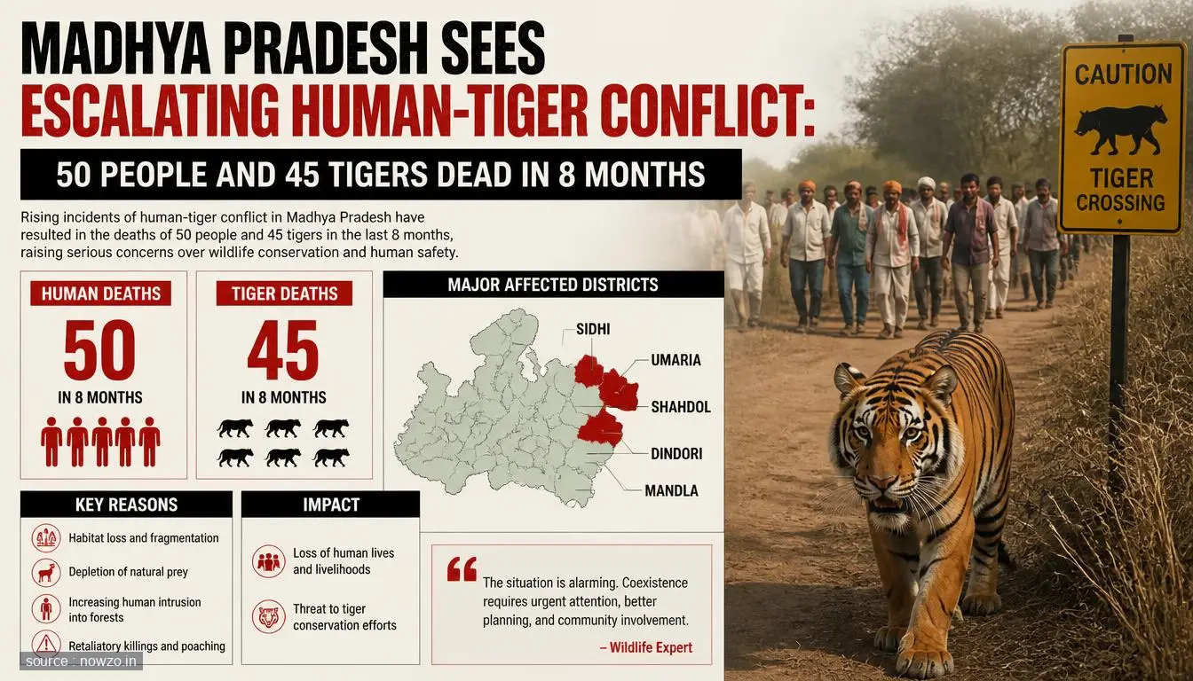 Madhya Pradesh Sees Escalating Human-Tiger Conflict: 50 People and 45 Tigers Dead in 8 Months