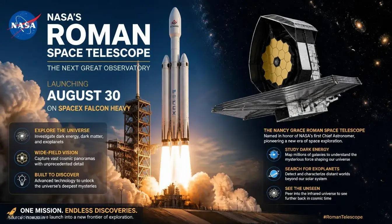 NASA's Roman Telescope Set for August 30 Launch on SpaceX Falcon Heavy