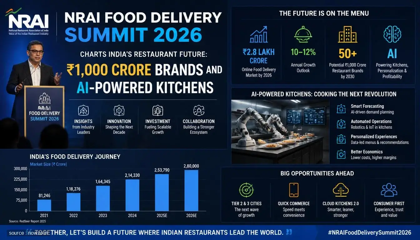 NRAI Food Delivery Summit 2026: AI & ₹1,000 Cr Brands — Business news