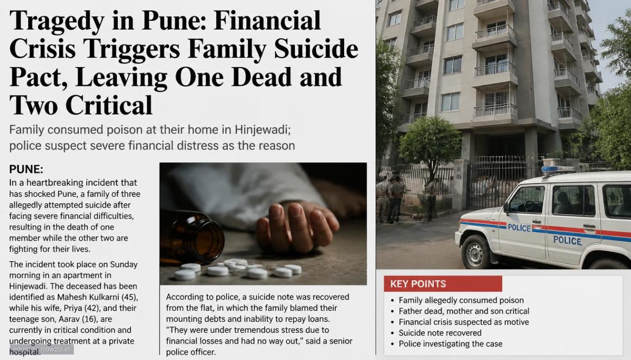 Tragedy in Pune: Financial Crisis Triggers Family Suicide Pact, Leaving One Dead and Two Critical