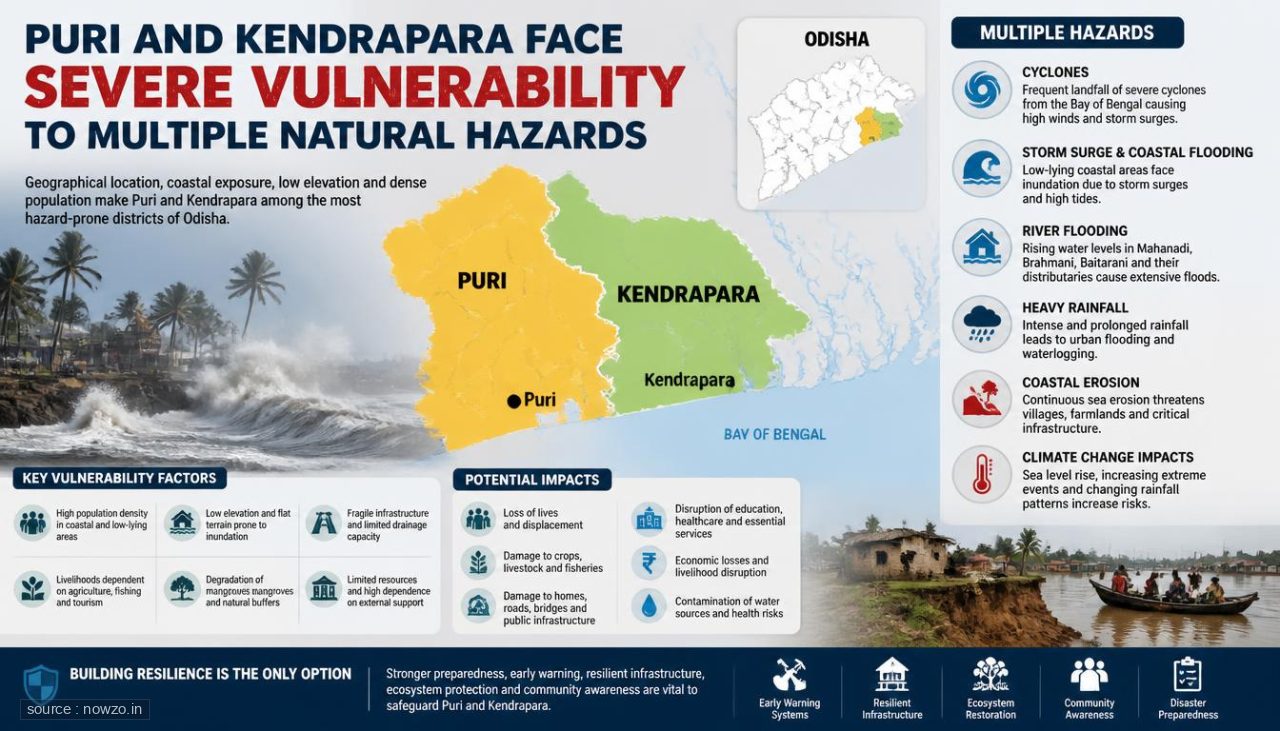 High Vulnerability: 81% of Puri and 77% of Kendrapara Prone to Multi-Hazards