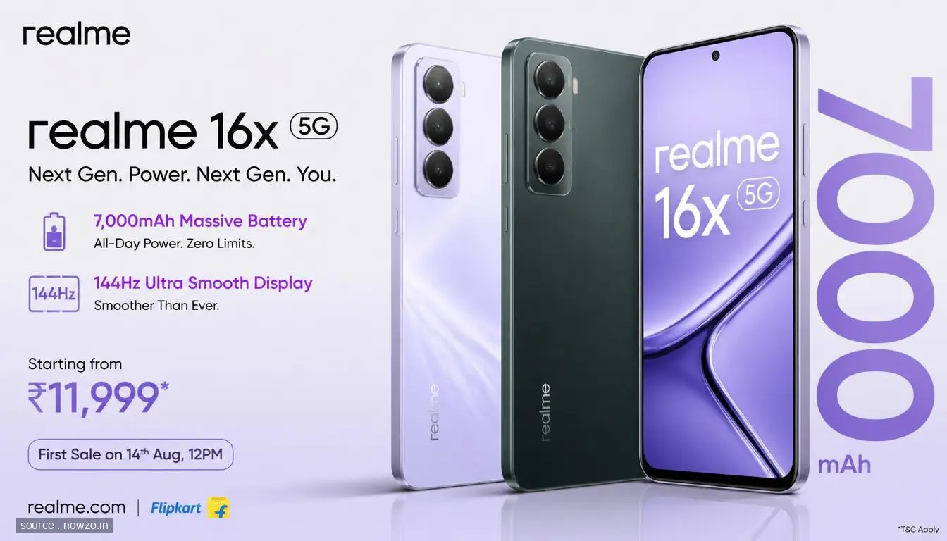 Realme 16x 5G Launched: 7,000mAh Battery & 144Hz Display — Technology news
