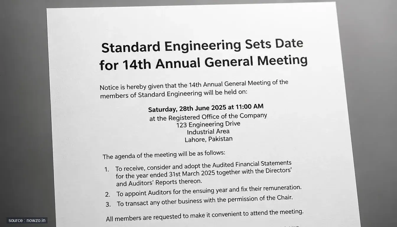 Standard Engineering AGM Scheduled for September 18 — Business news
