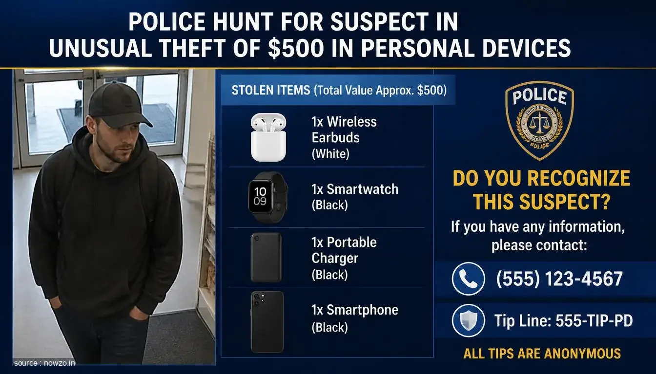 Police Hunt for Suspect in Unusual Theft of $500 in Personal Devices
