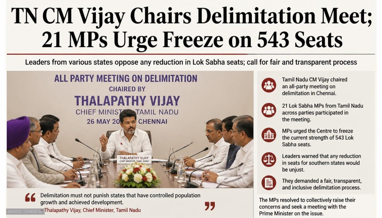 TN CM Vijay Chairs Delimitation Meet; 21 MPs Urge Freeze on 543 Seats