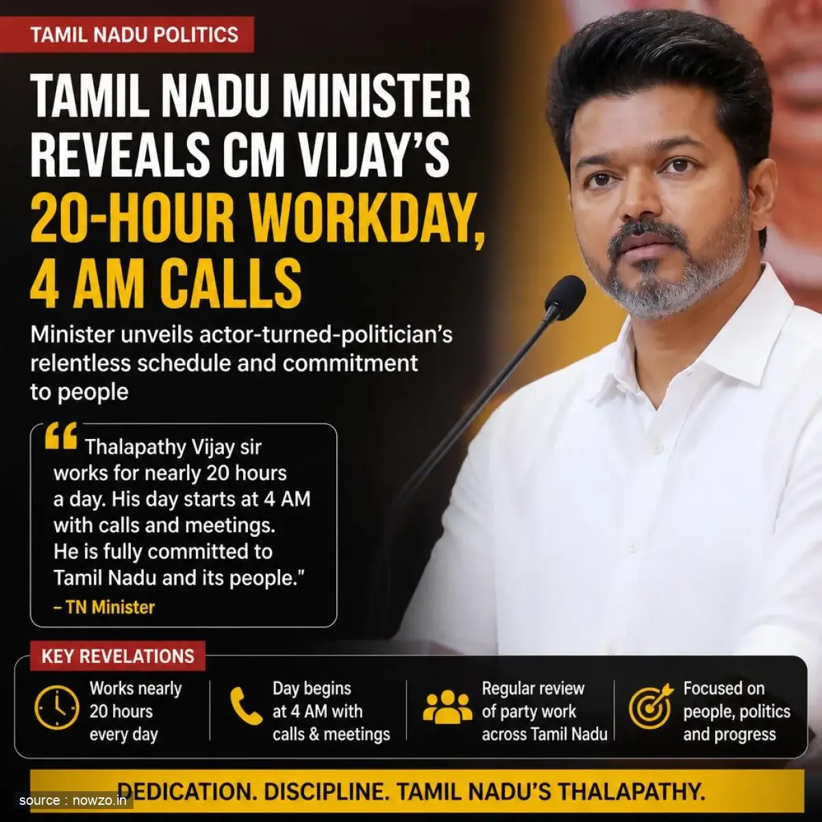 TN Minister Reveals Vijay's 20-Hour Workday, 4 AM Calls — Politics news