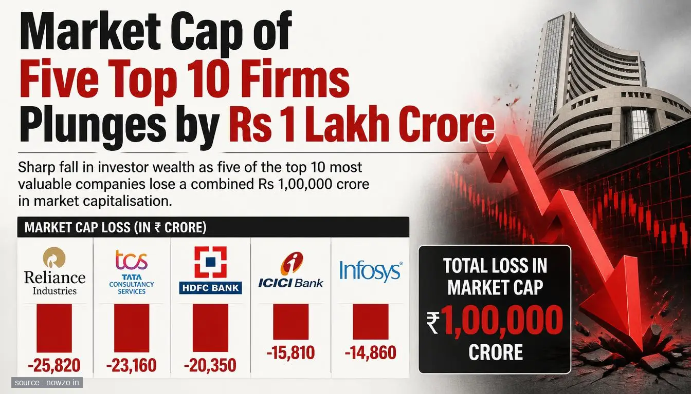 Top 10 Firms Market Cap Falls Rs 1 Lakh Crore — Business news