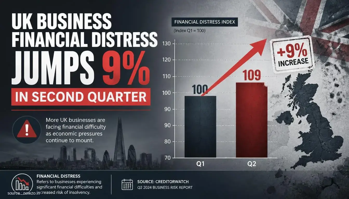 UK Business Financial Distress Rises 9% in Q2