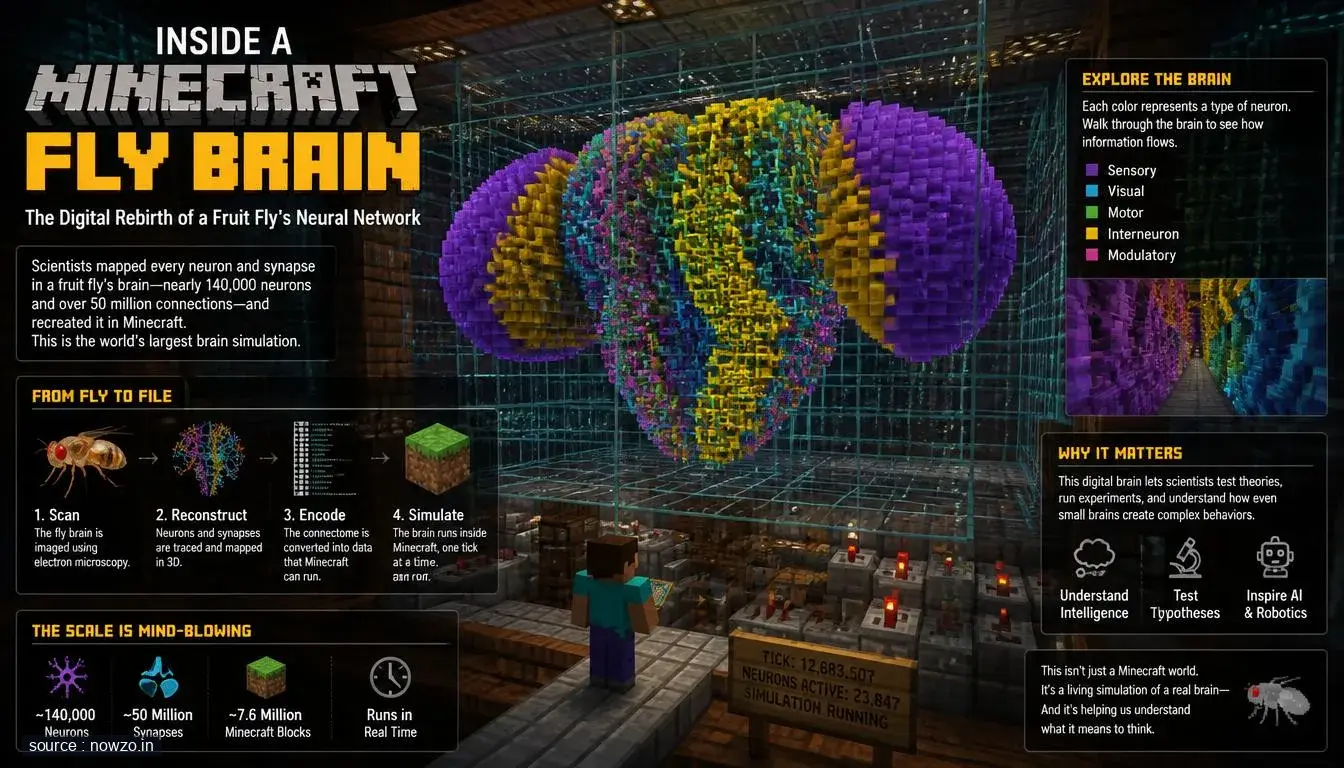 Inside a Minecraft Fly Brain: The Digital Rebirth of a Fruit Fly's Neural Network
