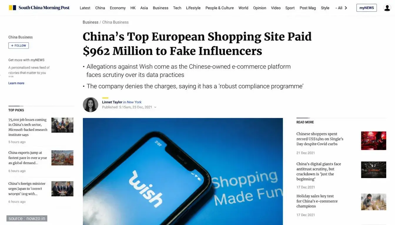 China's Top European Shopping Site Paid $962 Million to Fake Influencers