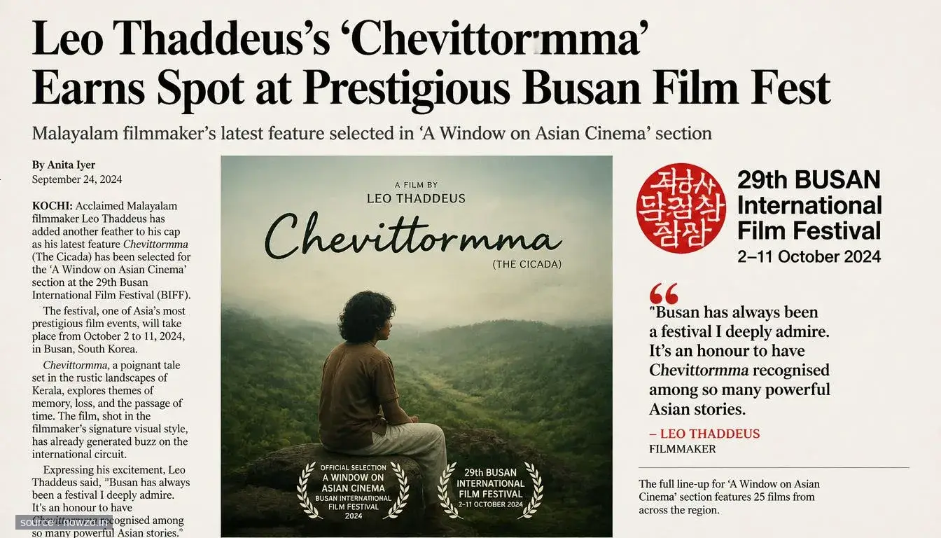 Leo Thaddeus's 'Chevittormma' Earns Spot at Prestigious Busan Film Fest