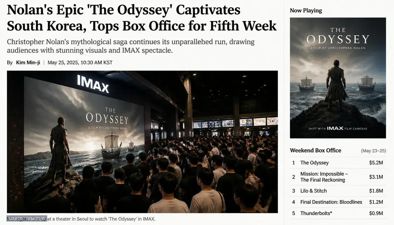 Nolan's Epic 'The Odyssey' Captivates South Korea, Tops Box Office for Fifth Week
