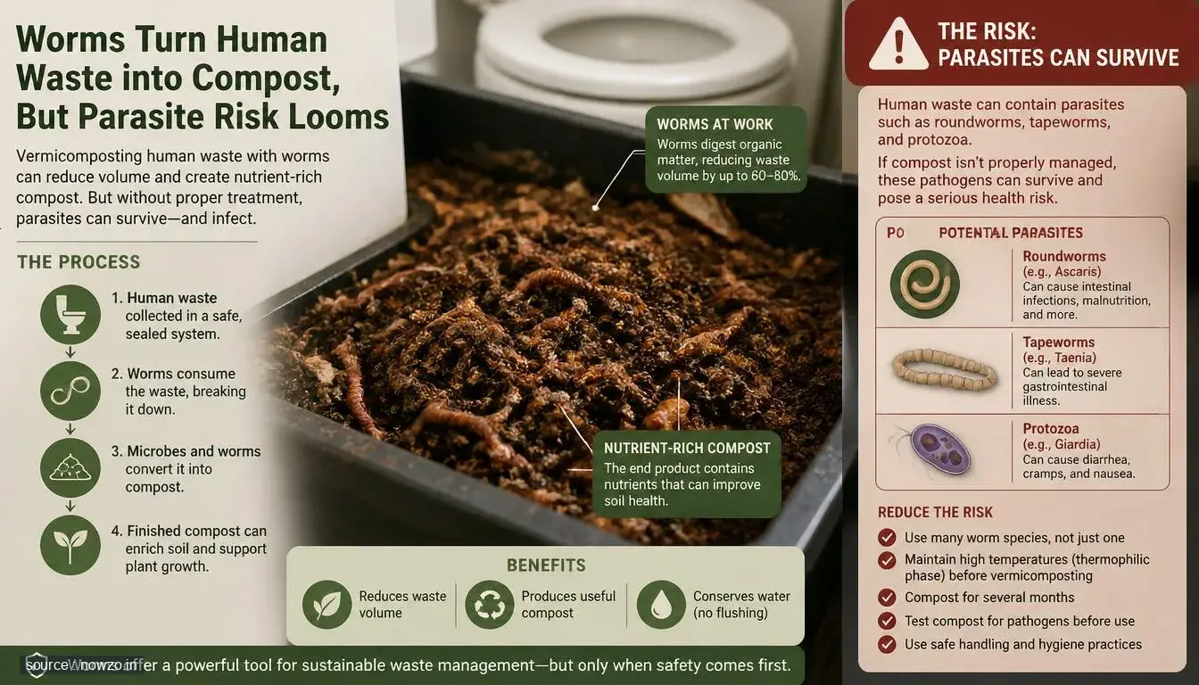 Worms Turn Human Waste into Compost, But Parasite Risk Looms